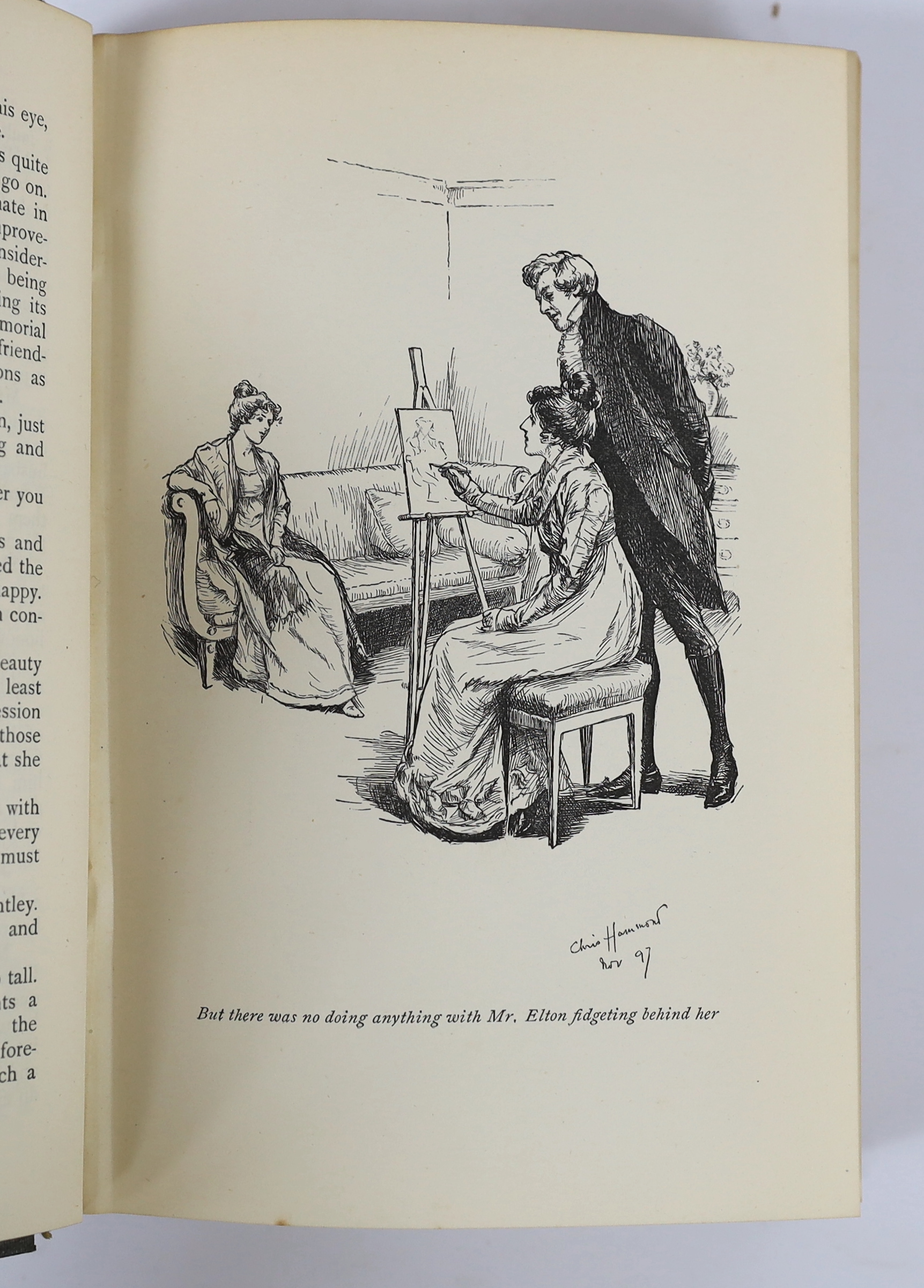 Austen, Jane - Emma. With an introduction by Joseph Jacobs and illustrations by Chris Hammond. decorated title, frontis. and num. illus. (some full page); publisher's gilt floral decorated cloth and gilt top, cr. 8vo. Ge